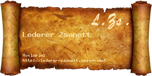 Lederer Zsanett névjegykártya